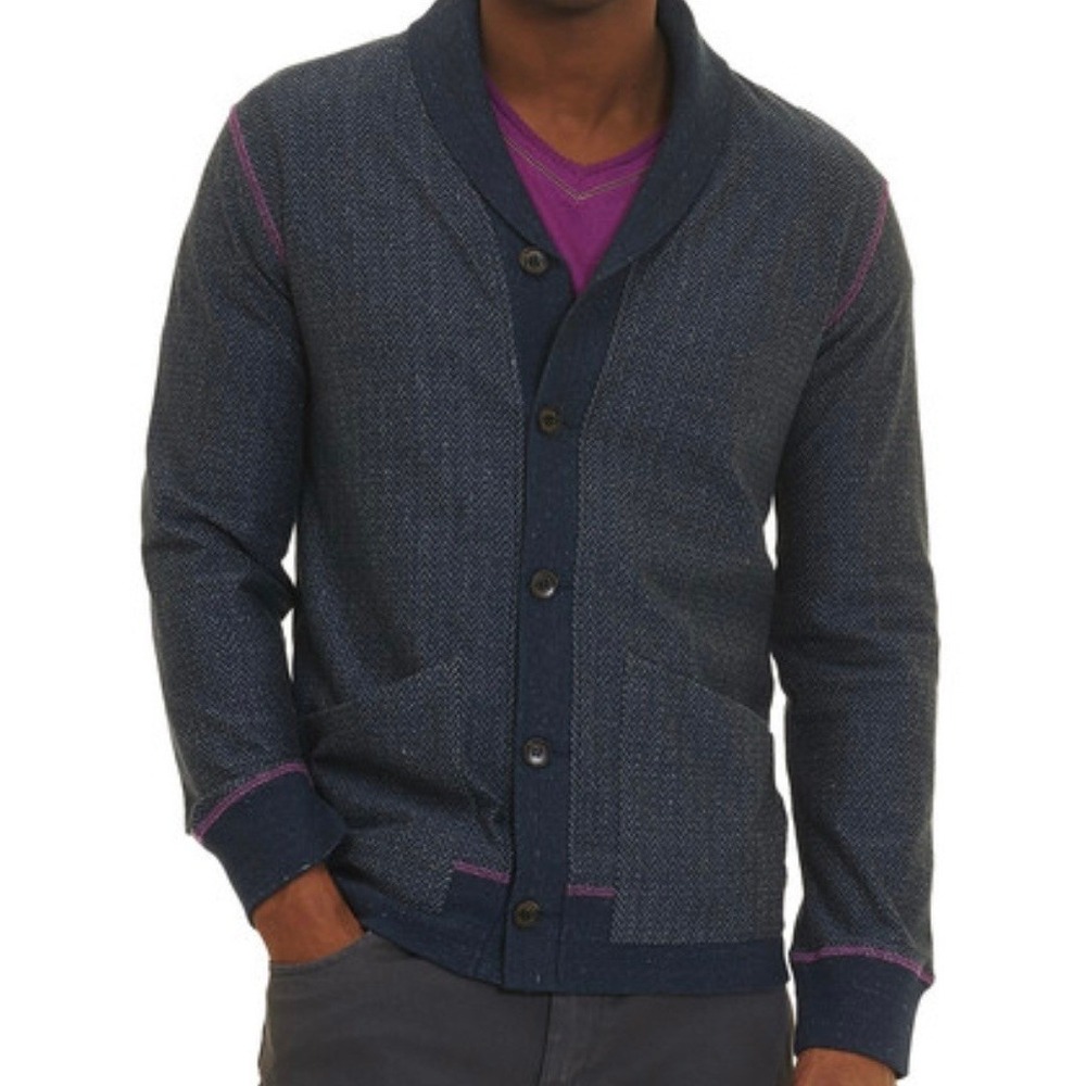 ROBERT GRAHAM Mattingly Shawl‎ Collar Knit Herringbone Cardigan Sweater 2XL